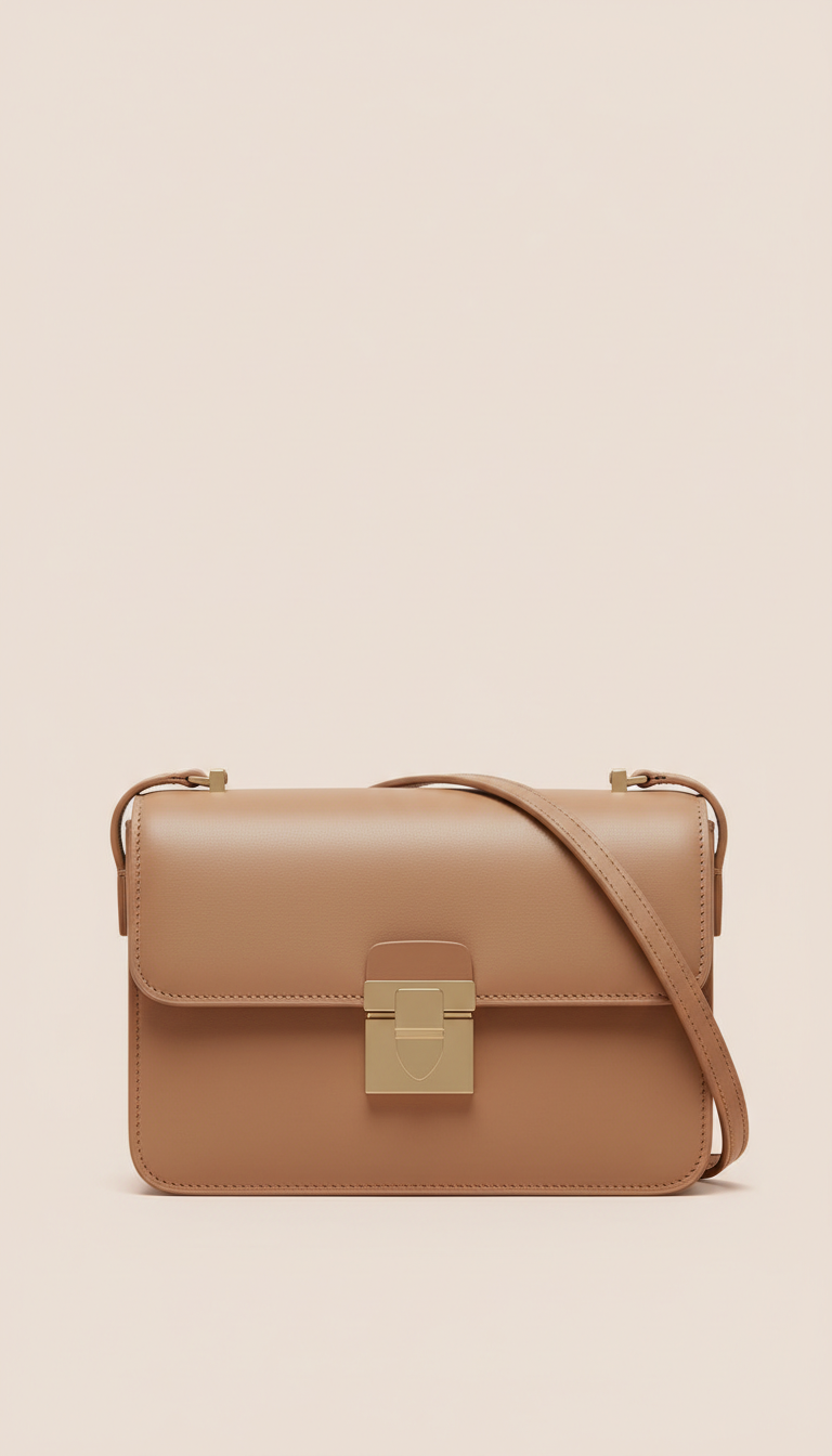 Box calfskin crossbody with magnetic closure