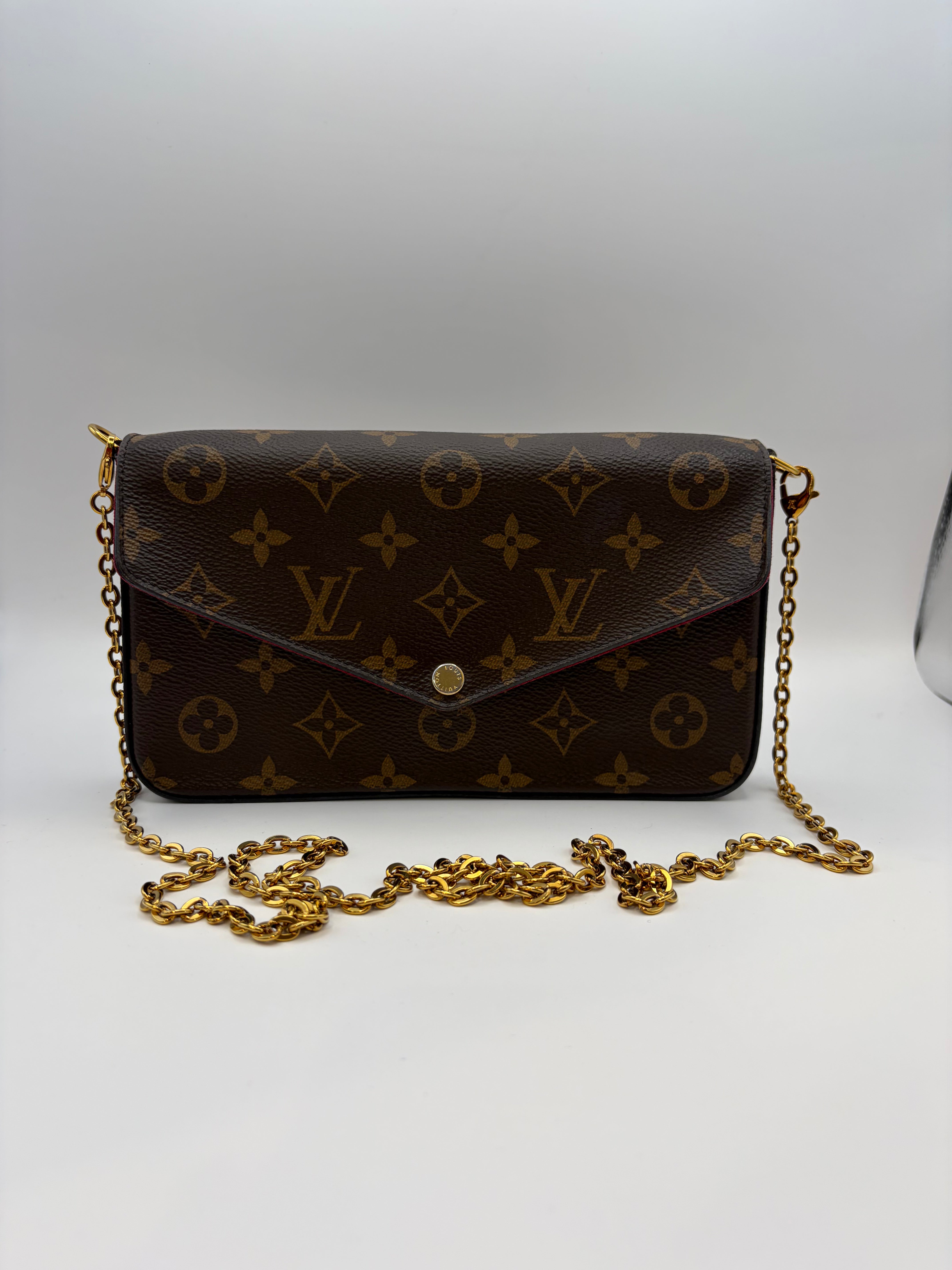 Louis Vuitton Felicie Pochette monogram w/ fuchsia lining