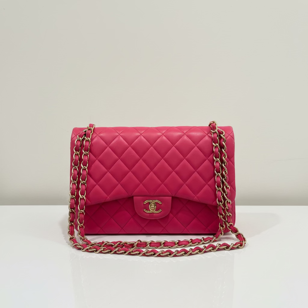 Purse Pink w/Flap Gold Chain