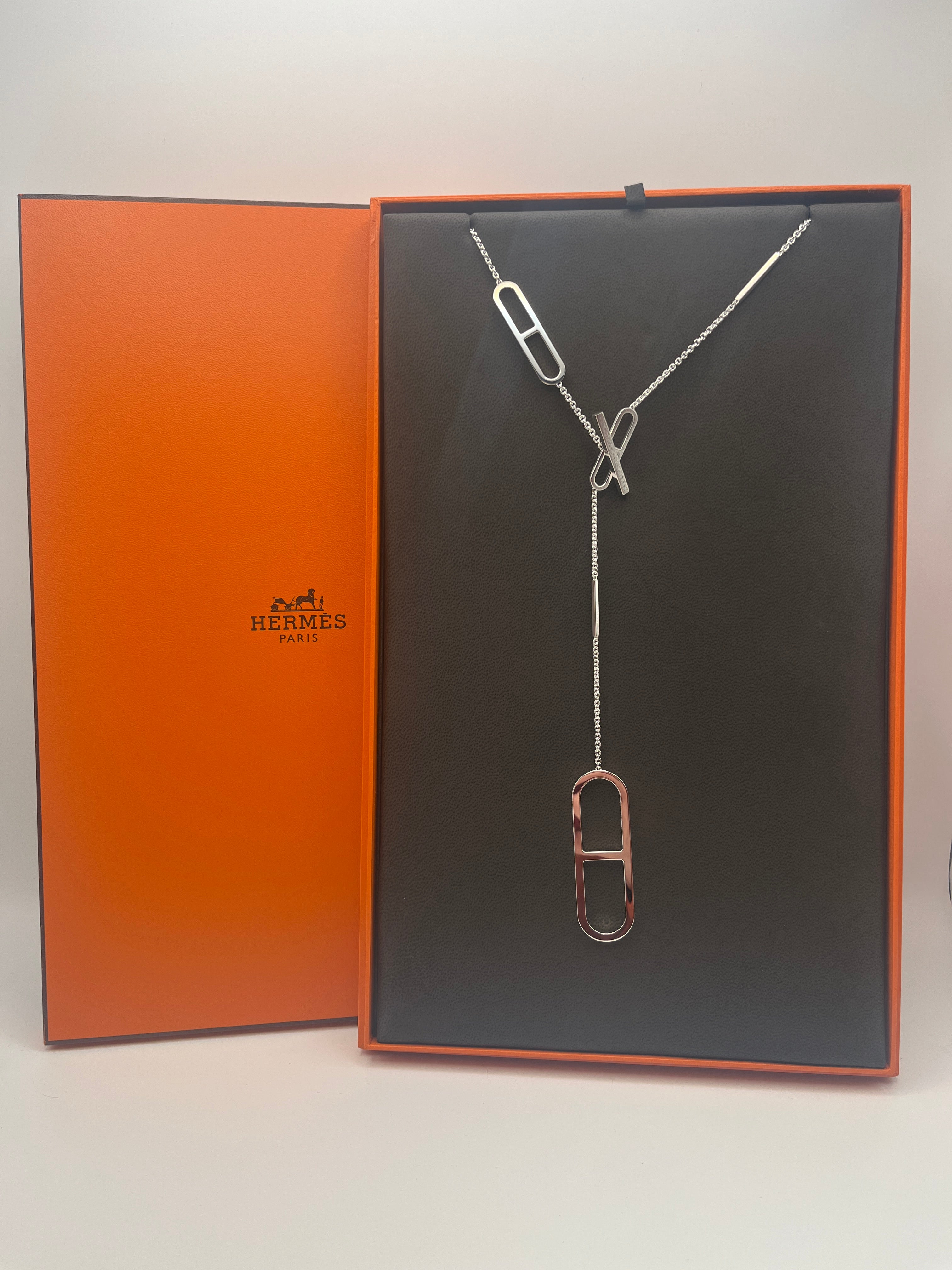 Hermes necklace long ever Chaine d'Ancre 77cm Silver 925 Necklace *rare