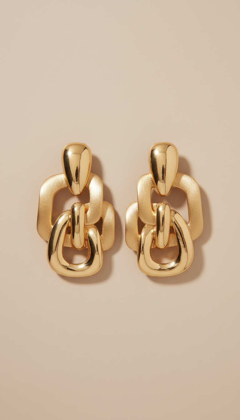 Gold statement earrings with sculptural form
