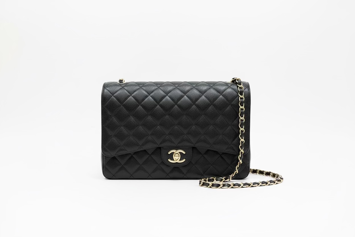 Chanel Classic Flap Jumbo Caviar Black w/ Gold Hardware